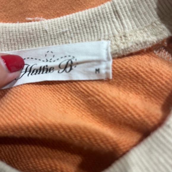 Orange Plaid Flower patchwork Women's Sweatshirt - Picture 4 of 4